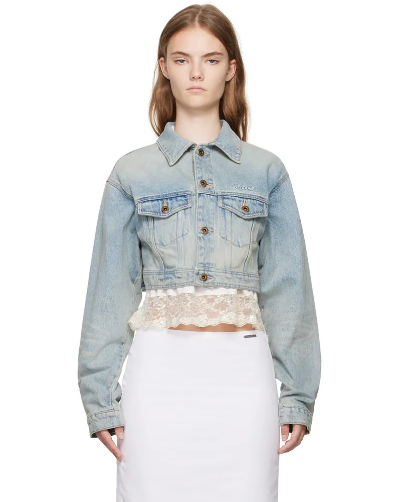 WE 11 DONE Blue Cropped Denim Jacket Sky
