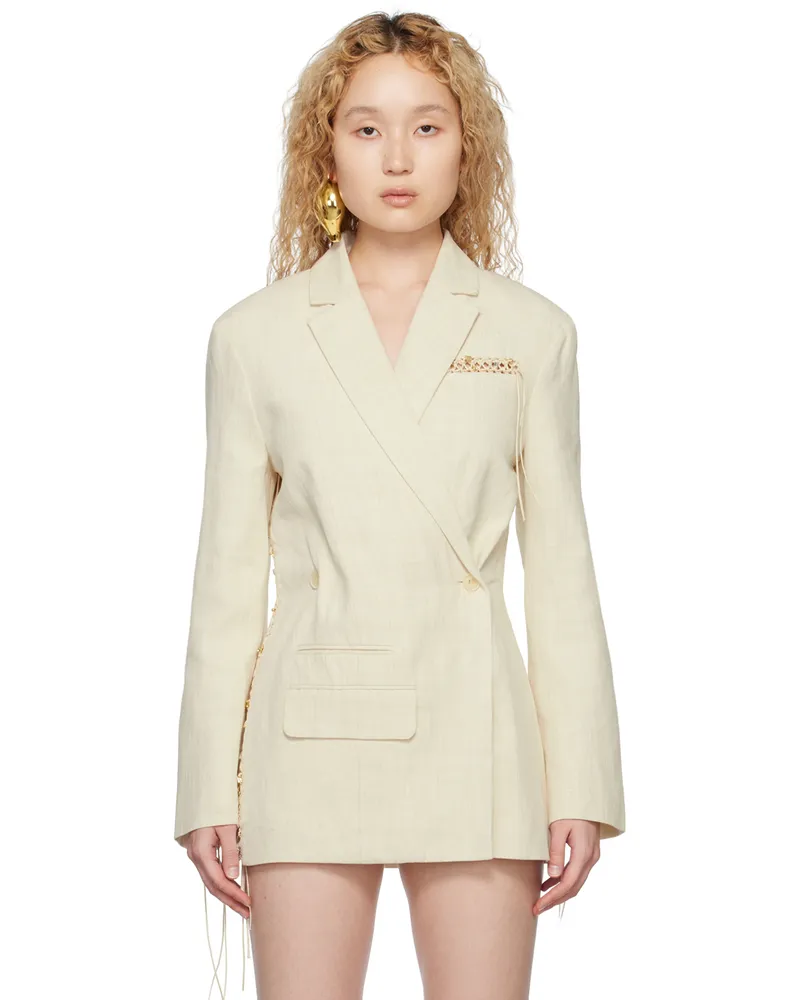 Jacquemus Off-White Le Raphia 'La Veste Tibau Brodée' Blazer 110