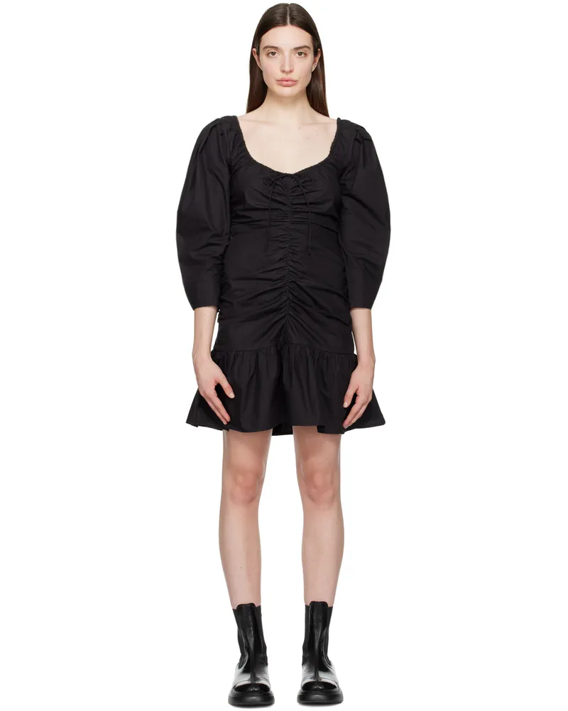 Ganni Black Gathered Minidress 099