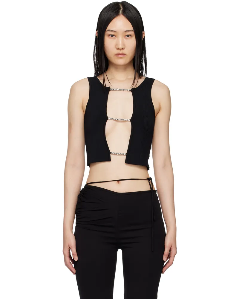 Christopher Esber Black Crystal Lattice Tank Top Black