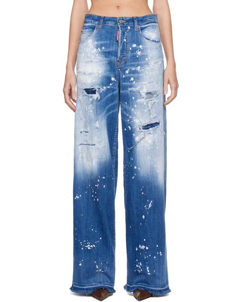Dsquared2 Blue Medium Wood Worm Wash Cool Girl Jeans 470