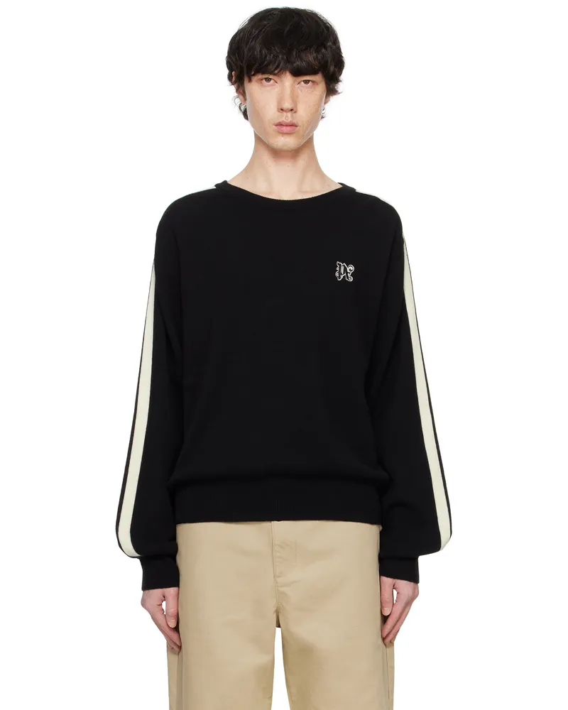 Palm Angels Black Monogram Track Sweater Black