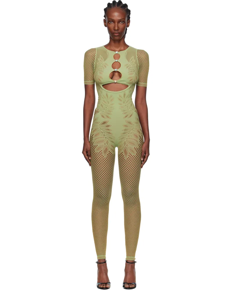 Poster Girl Green Dinero Leaves Cut Out Playsuit Jumpsuit Green