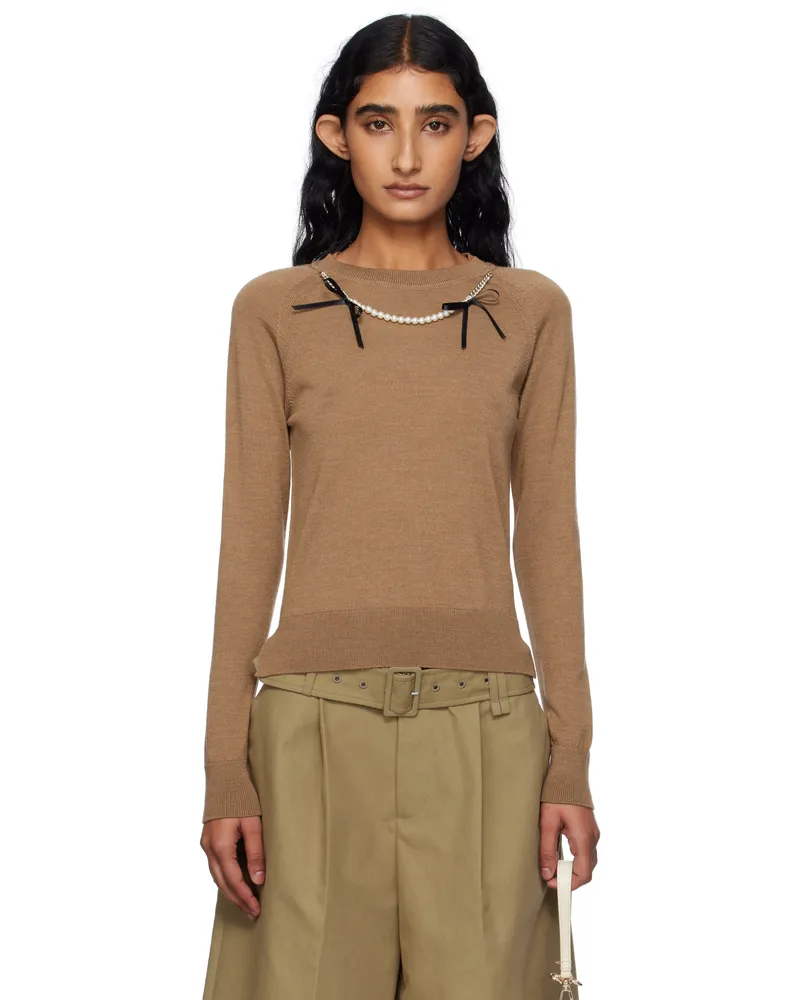 Simone Rocha Brown Embellished Classic Sweater Chestnut