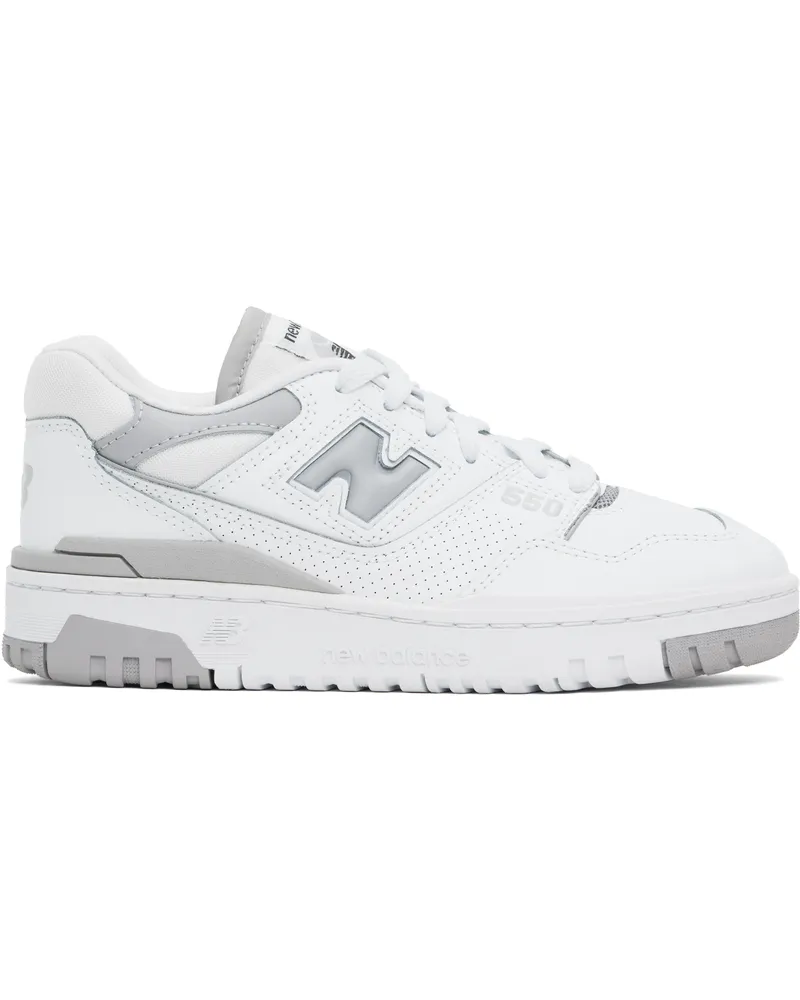 New Balance White & Gray 550 Sneakers White