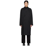 Black Wrap Collar Trench Coat