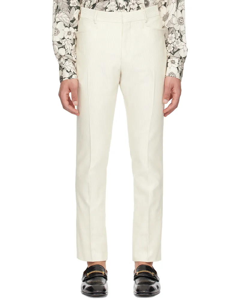 Tom Ford Off-White Creased Trousers Ivory
