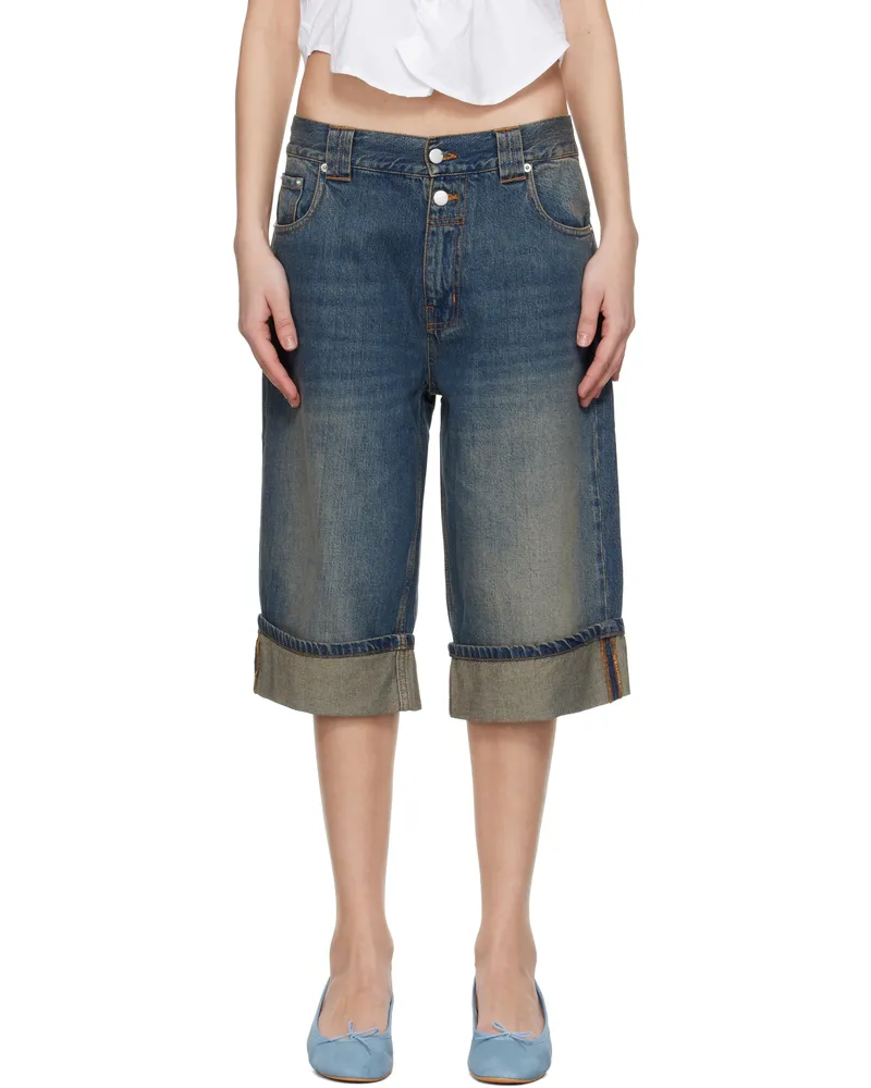 GIMAGUAS Blue Baggy Denim Shorts Blue