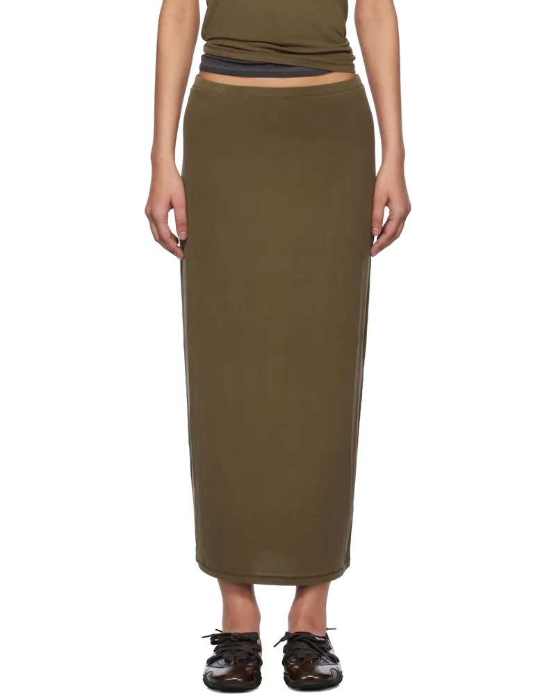 Acne Studios Brown Cupro Midi Skirt Dld