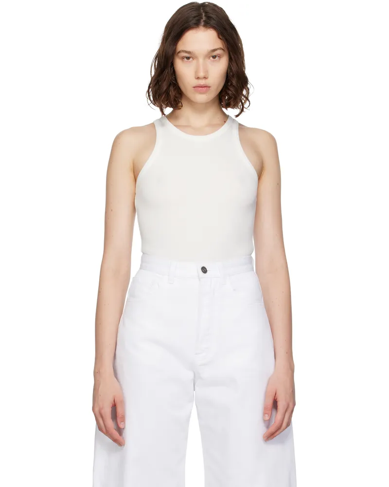 Alaïa White Sculpting Rib Jersey Bodysuit 020
