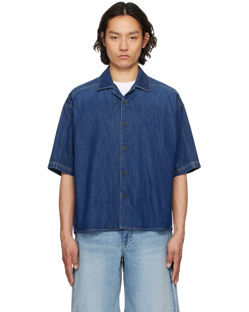 SOLID HOMME Blue Incision Line Denim Shirt 426l