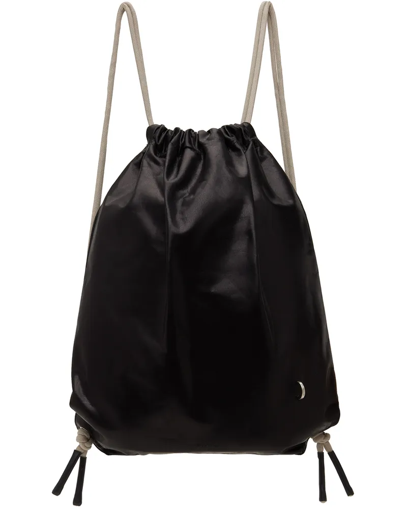 Black leather drawstring backpack online