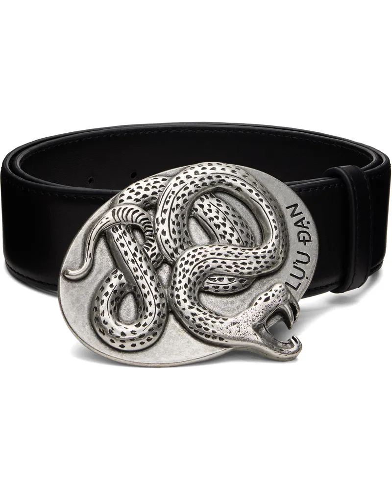 LU'U DAN Black Twisted Snake Cowboy Belt Black