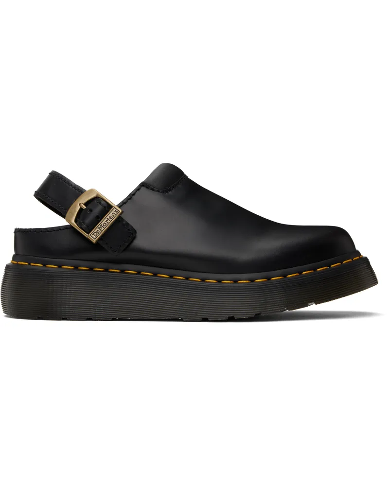 Dr.Martens Black Laketen Atlas Leather Slingback Platform Slip-on Loafers Black
