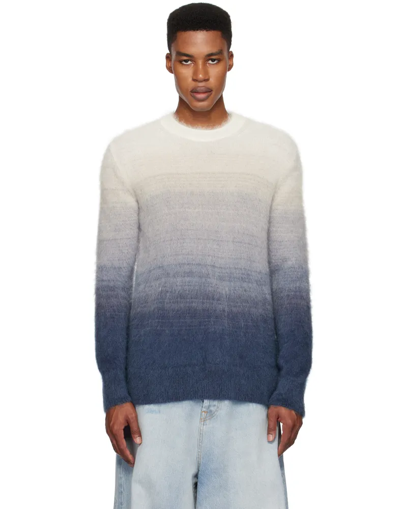 OFF-WHITE Blue & Off-White Mohair Arrow Gradient Sweater Medium