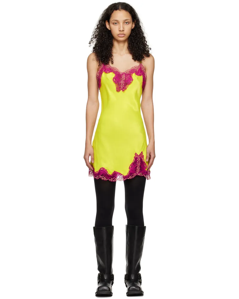 Marques ' Almeida Green Sweetheart Neck Minidress Lime