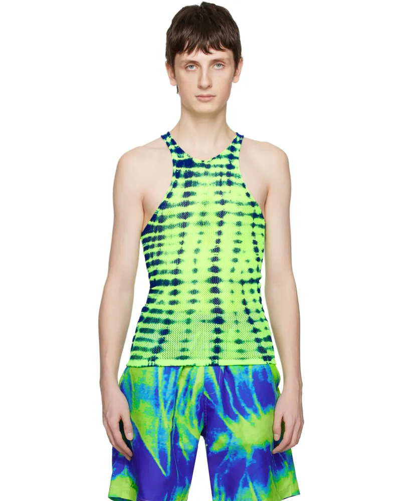 ARG Green & Blue Graphic Tank Top Blue