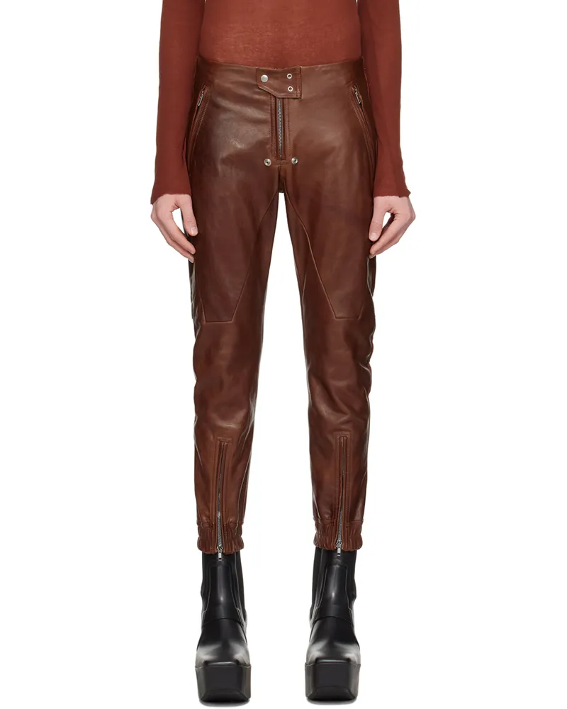 Rick Owens Brown Luxor Leather Pants 73