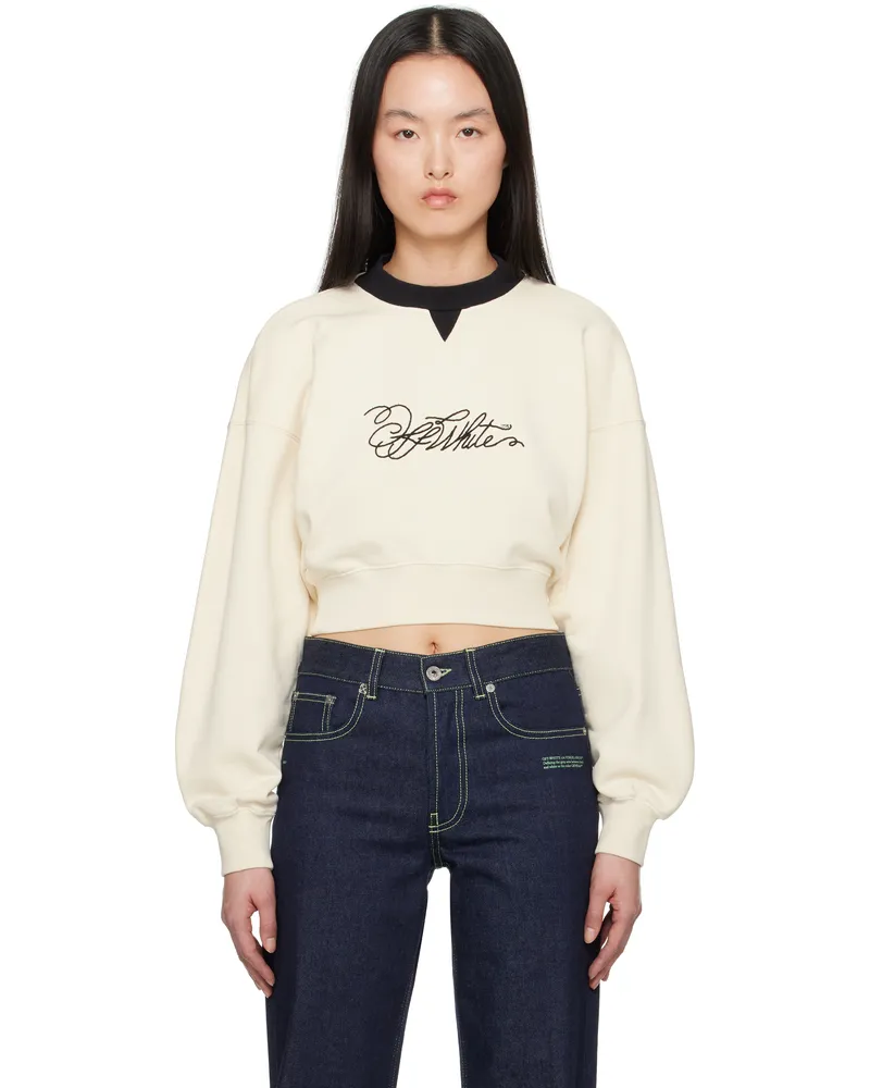 OFF-WHITE Off-White Script Crop Sweatshirt White