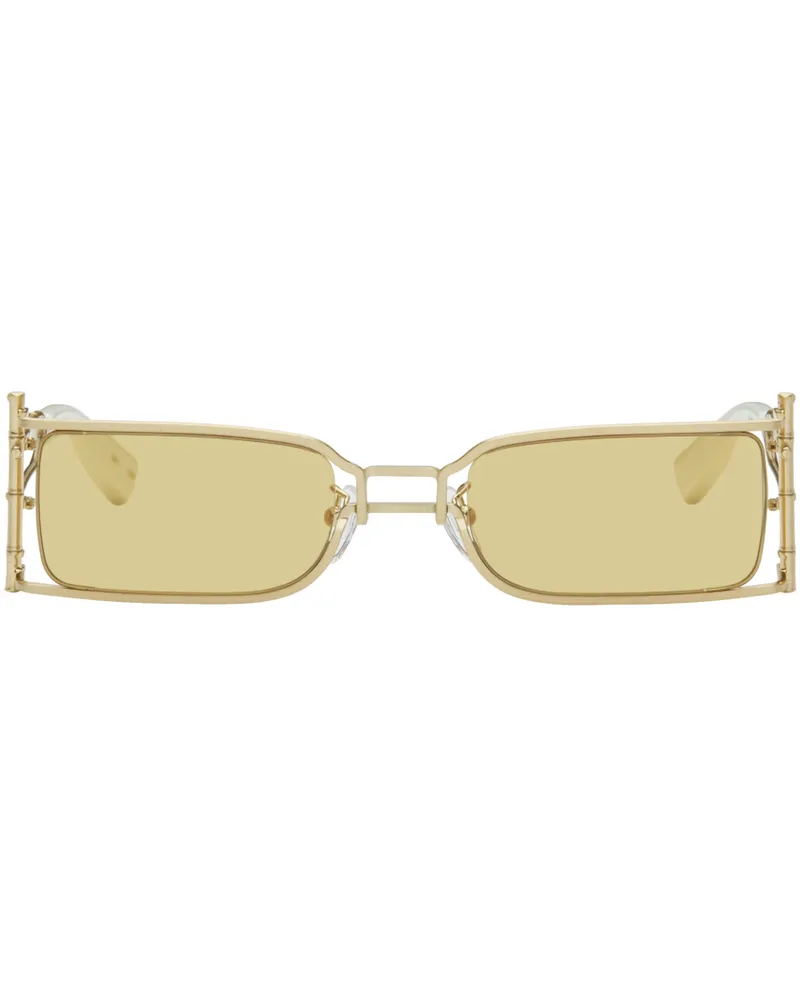 Feng Chen Wang SSENSE Exclusive Gold Bamboo Sunglasses Brushed