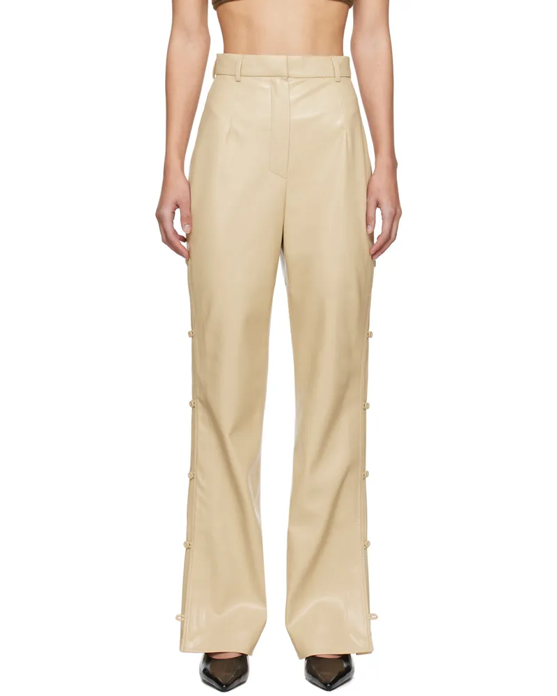 Nanushka Beige Felina Vegan Leather Trousers Almond