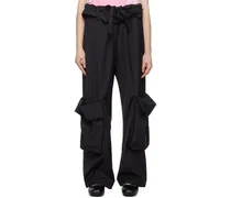 Black Rolled Waist Trousers