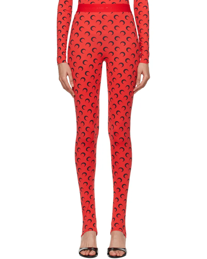 Marine Serre Red Recycled Jersey Moon Stirrup Leggings Rd10