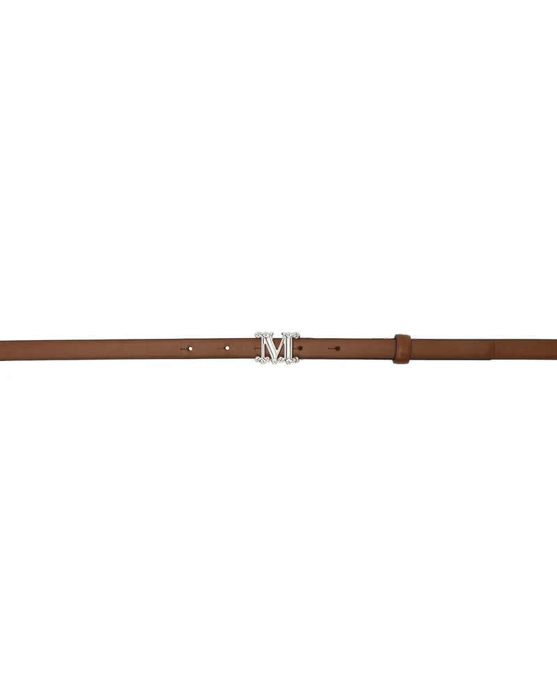 Max Mara Brown Leather Monogram Belt 002