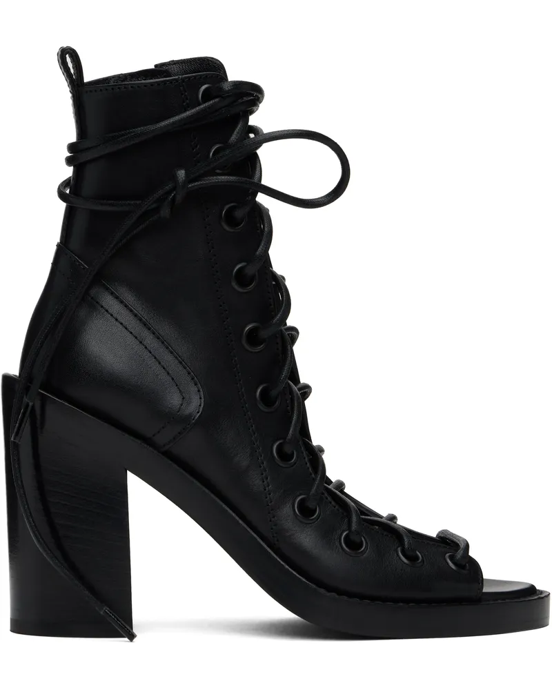 Ann Demeulemeester Black Bernardina Lace-Up Heeled Sandals 099