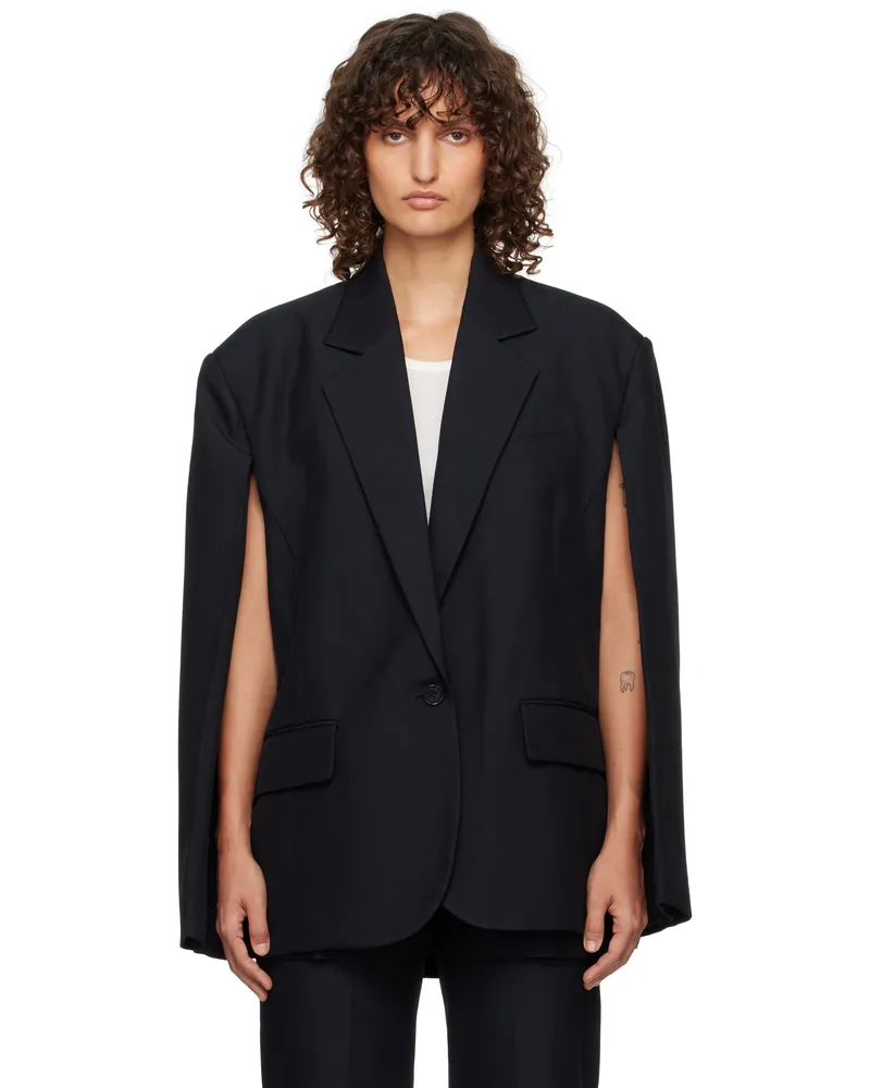 pushBUTTON Navy Open Back Cape Blazer Navy