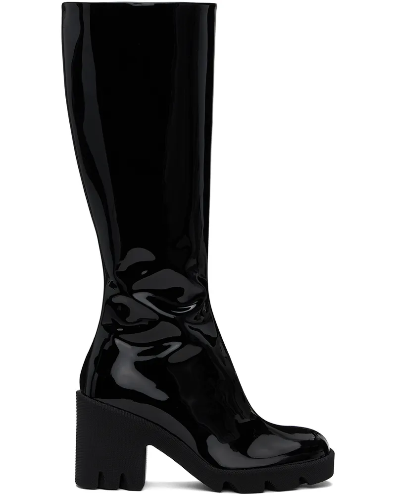 Burberry Black Leather Stride Boots Black
