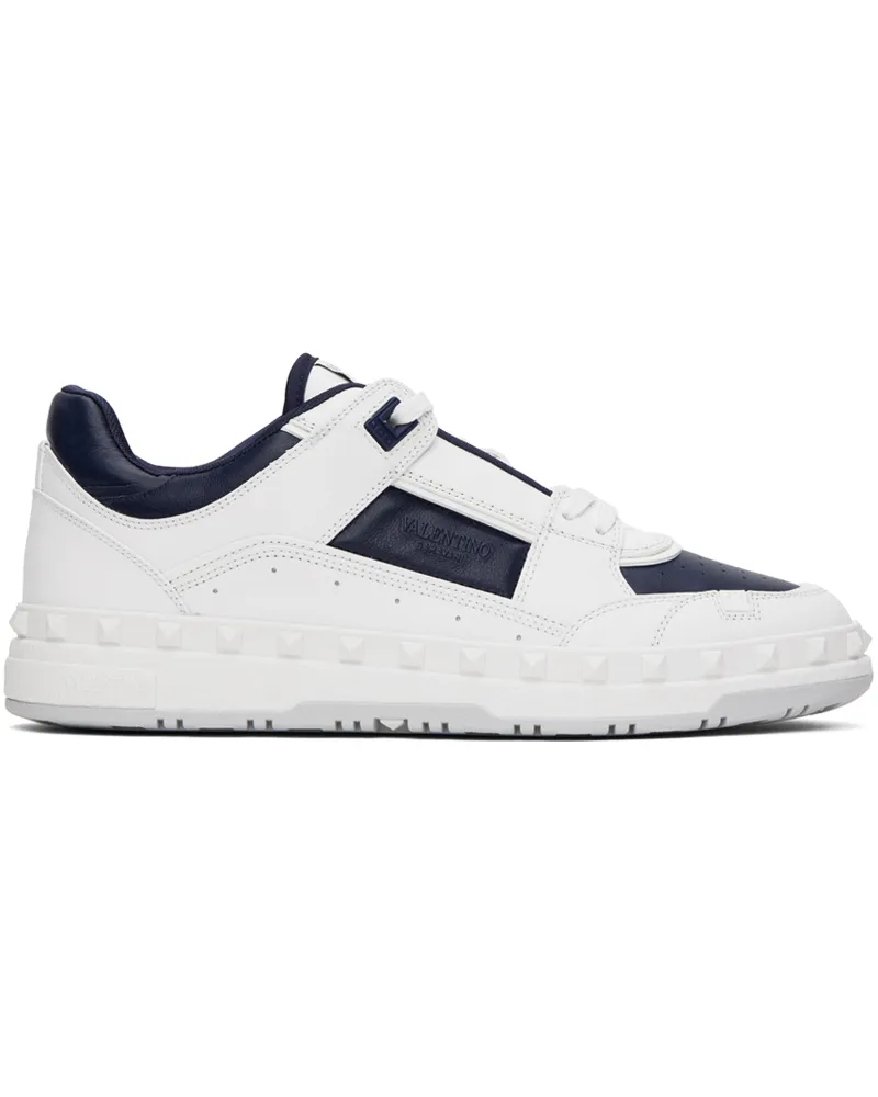 Valentino Garavani White & Navy Freedots Sneakers Bianco