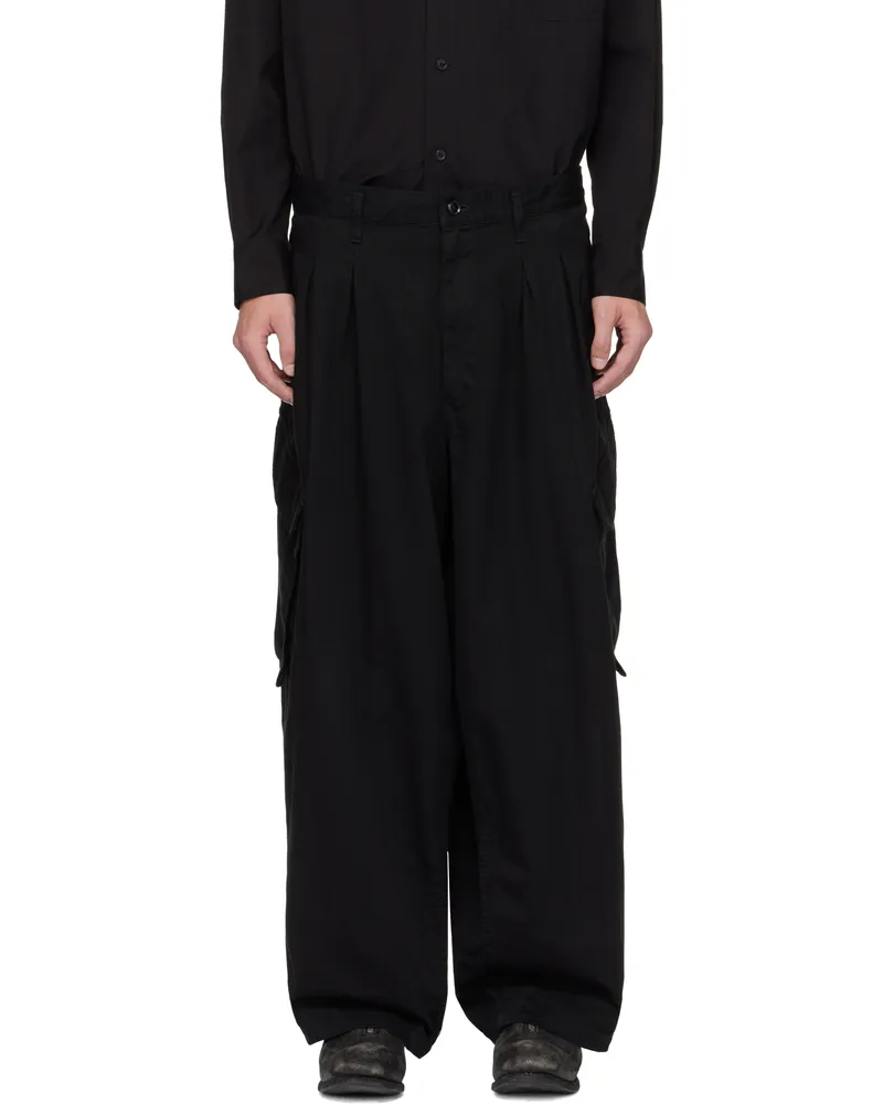 Yohji Yamamoto Black BS Katsuragi 12Tuck Cargo Pants 3