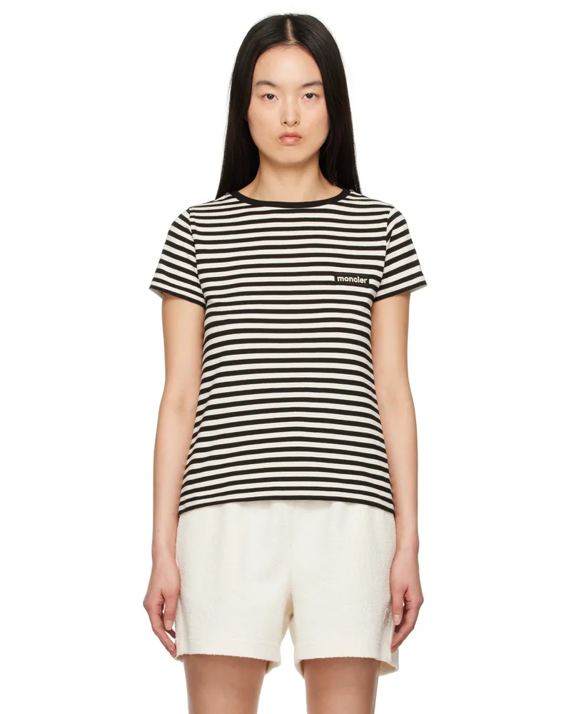 Moncler Off-White & Black Striped T-shirt F09