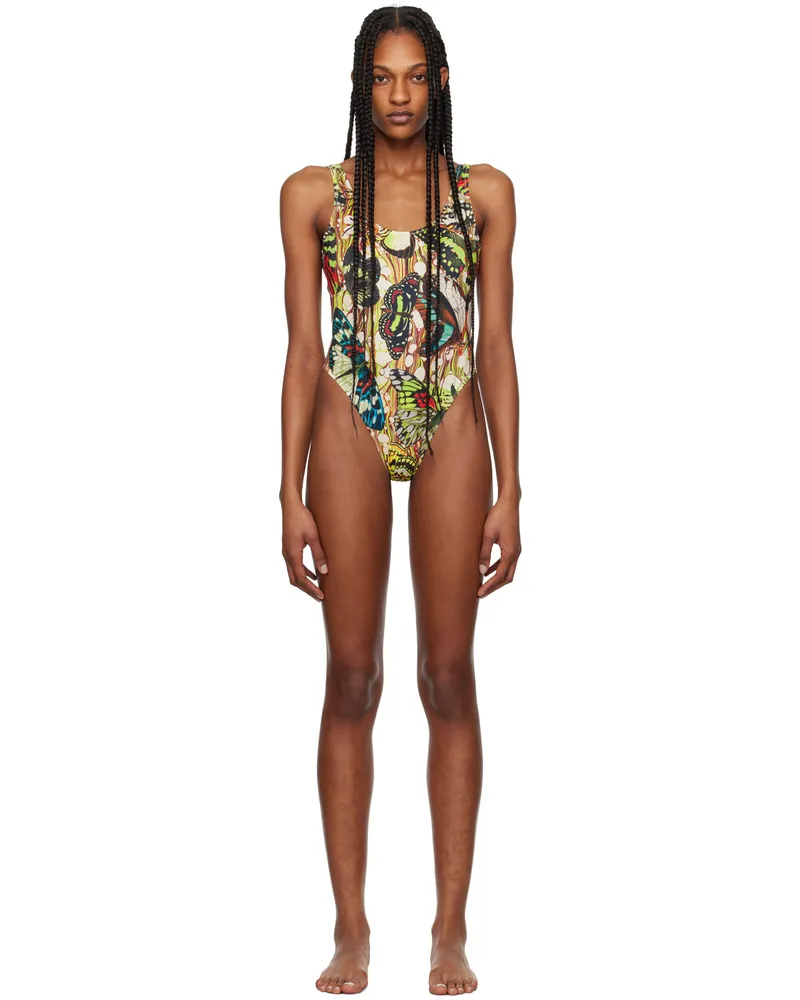 Jean Paul Gaultier Yellow & Beige 'The Butterfly' Swimsuit 1090