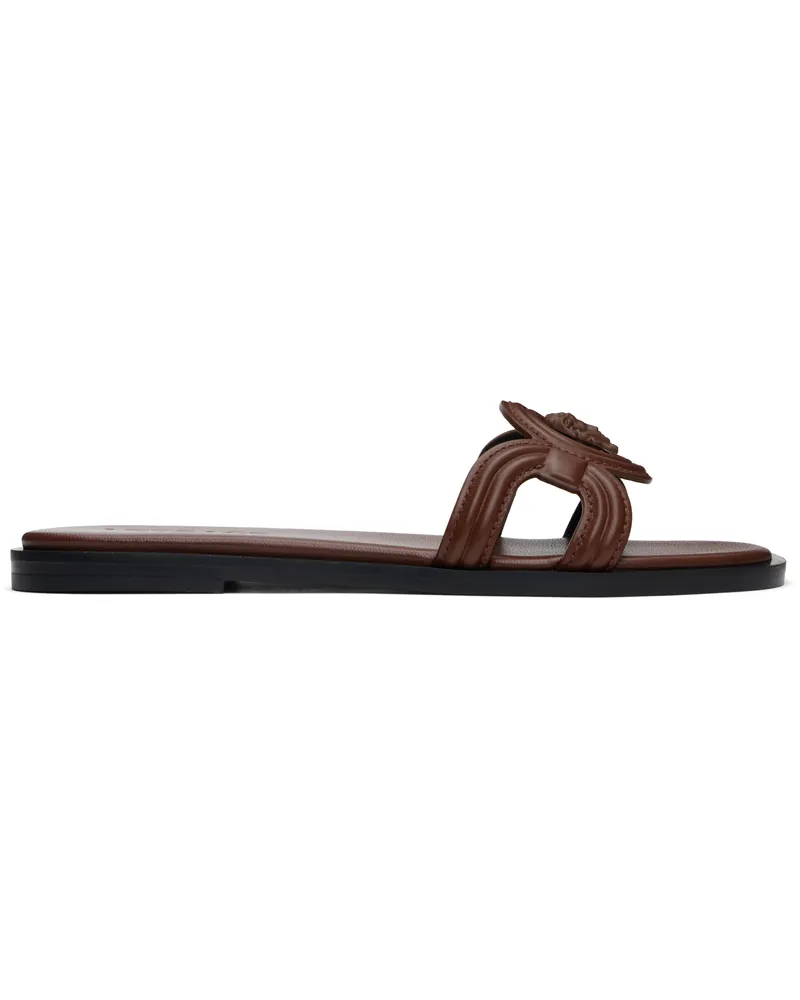 Versace Brown Medusa '95 Flat Sandals 1nf00-rust