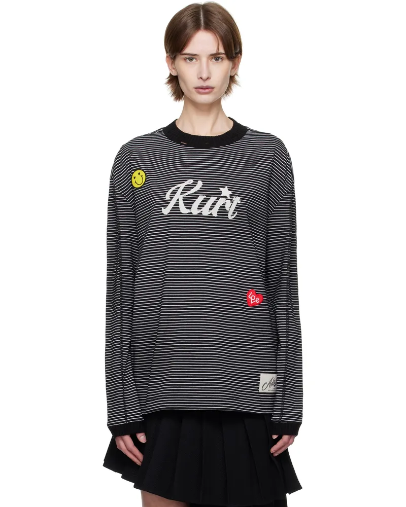 Andersson Bell Black & White Kurt Stripe T-Shirt Black