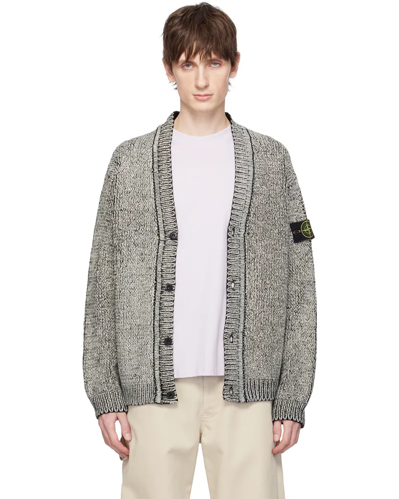 Stone Island Black 5100047 Cotton Chenille Cardigan V0029