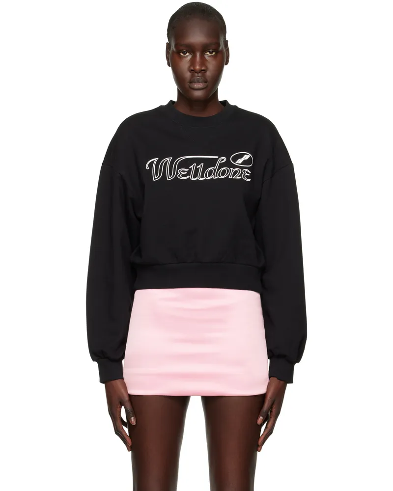 WE 11 DONE Black Cropped Sweatshirt Black