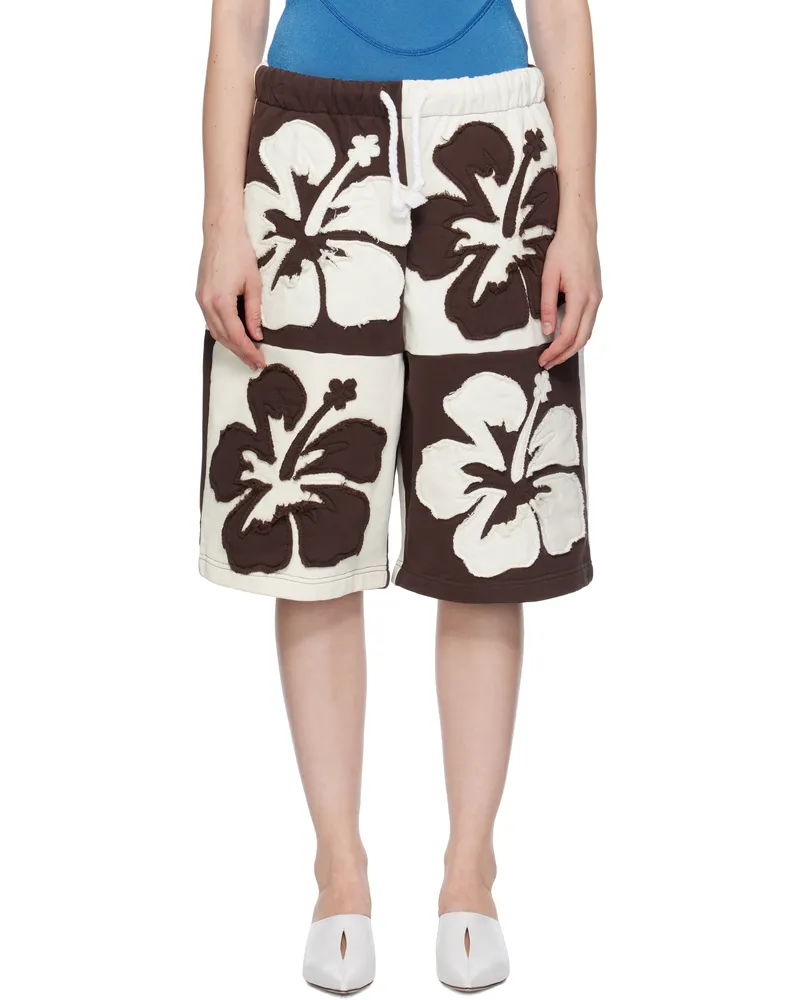 ABRA Brown & Off-White Flower Shorts Brown
