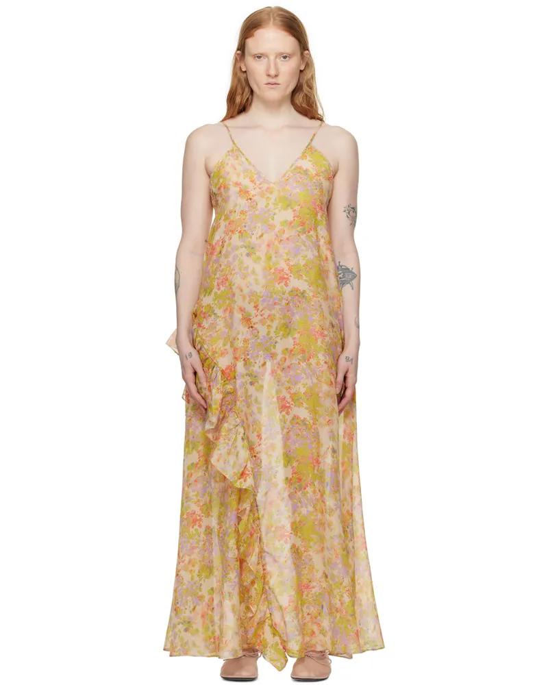 Kika Vargas Yellow Kate Maxi Dress Pink