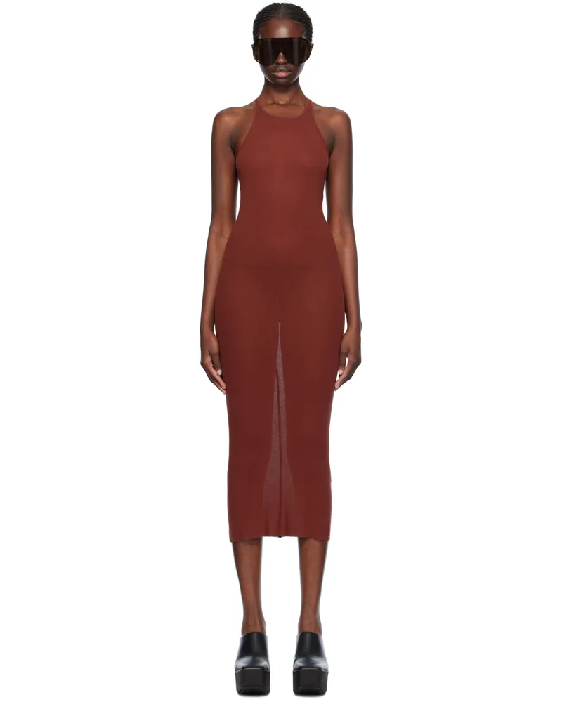Rick Owens Burgundy Round Neck Midi Dress 73