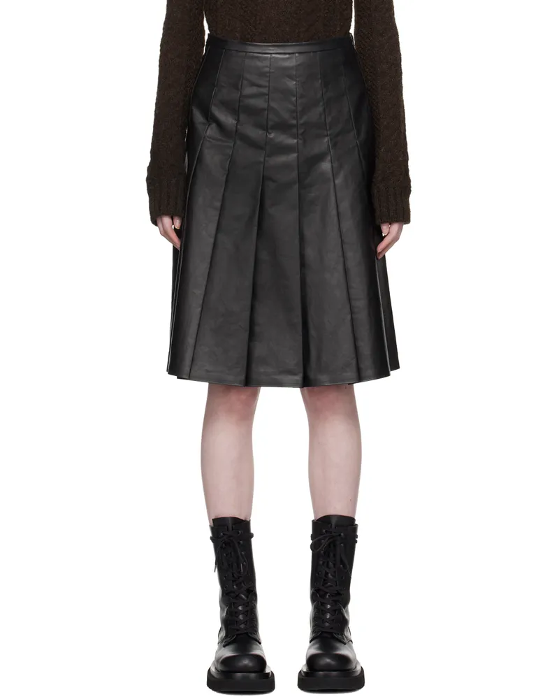 KASSL Black Coated Midi Skirt 0001