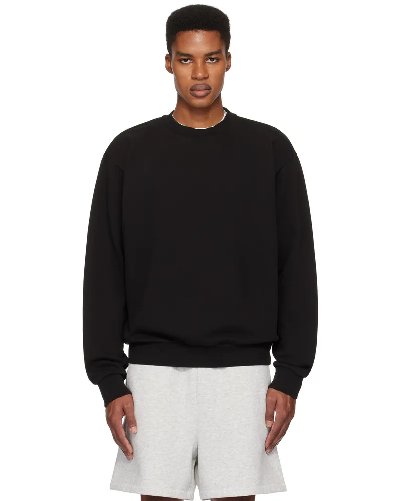 SKIMS Black Terry Classic Crewneck Sweatshirt Washed
