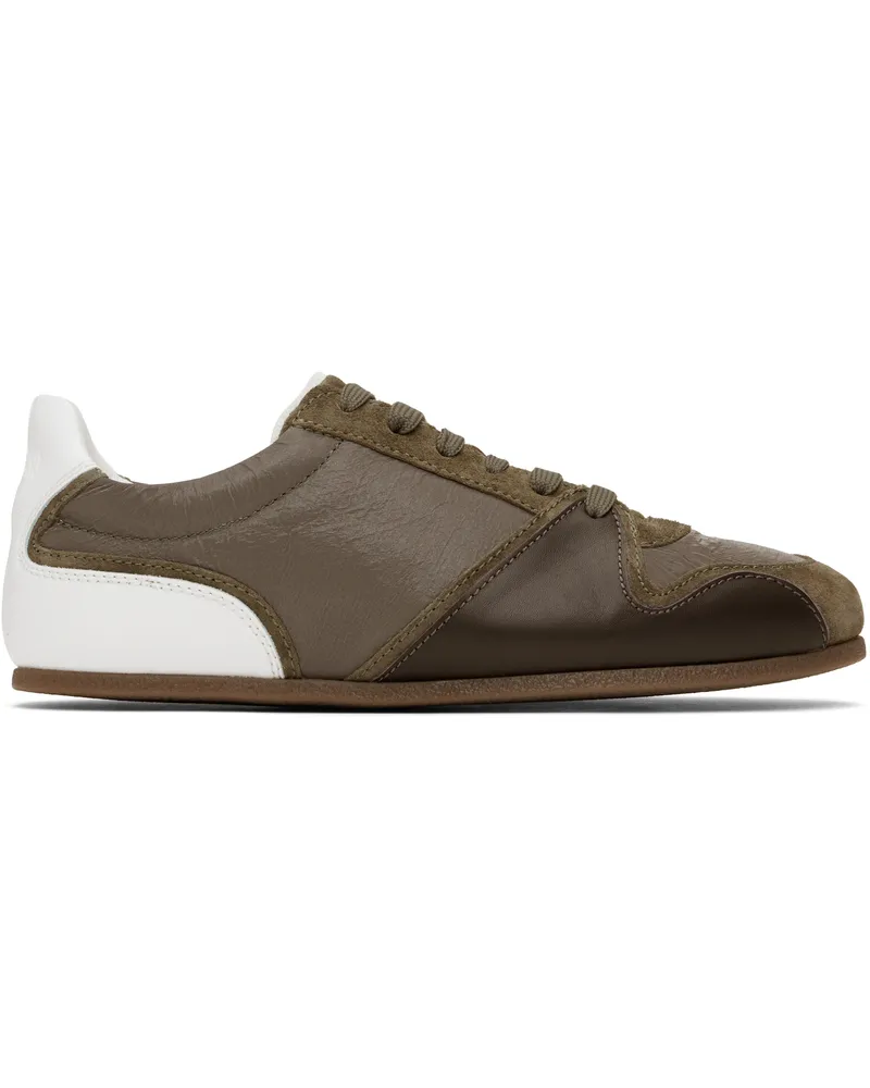 Moschino Brown & White Tennis Sneakers Forest