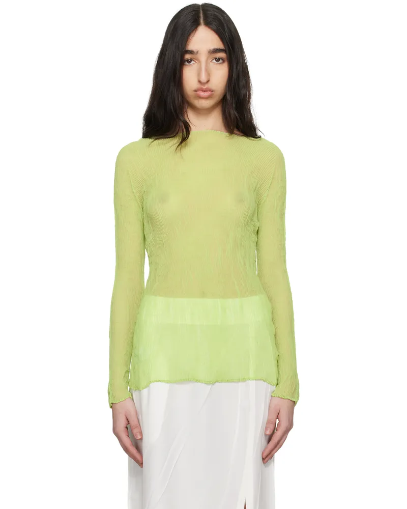 Issey Miyake Green Chiffon Twist Top 60