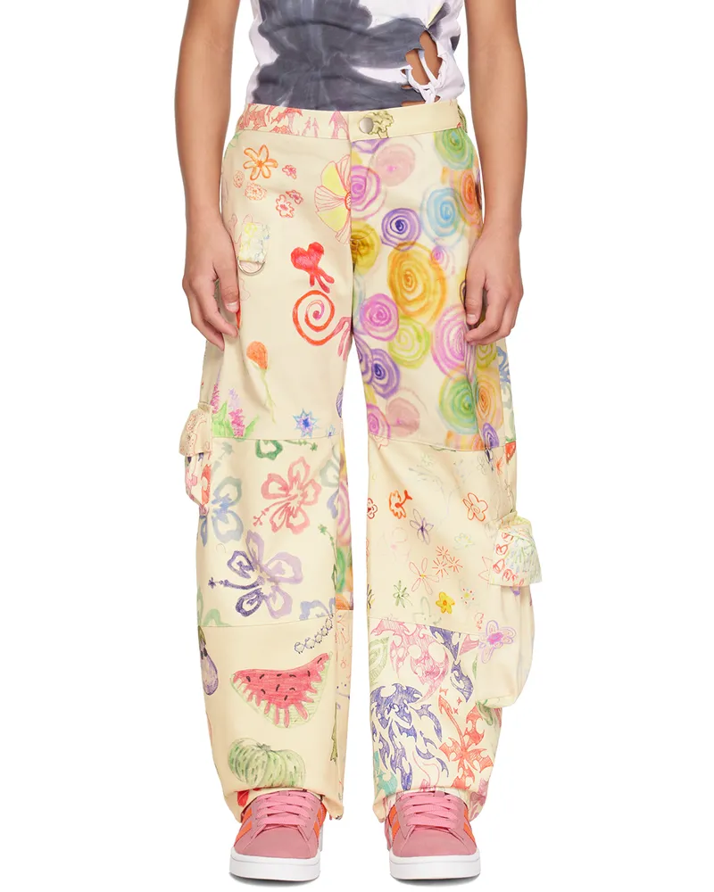 Collina Strada SSENSE Exclusive Kids Multicolor Patchwork Lawn Cargo Pants Doodle