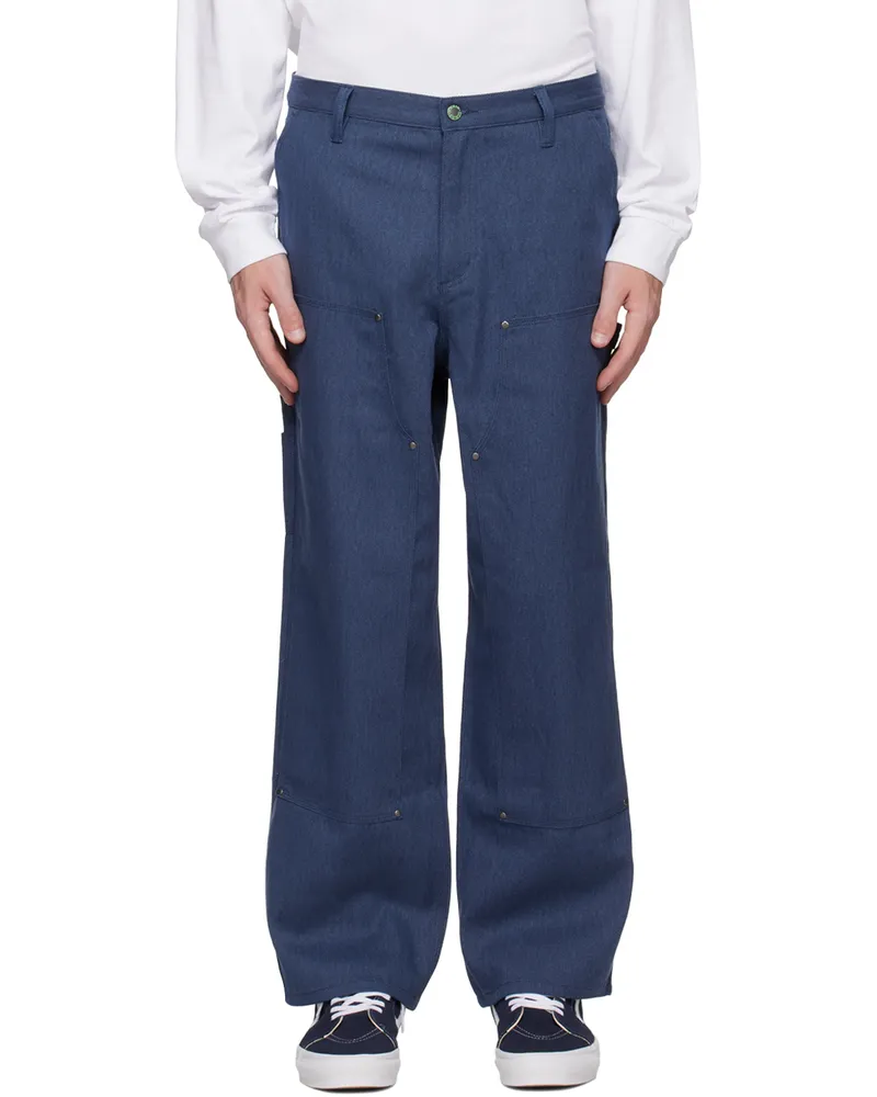 Brain Dead Navy Double Knee Utility Trousers Navy