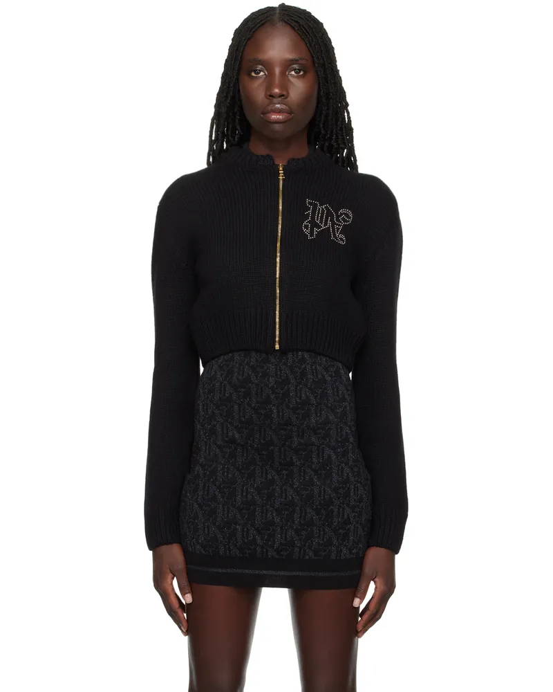 Palm Angels Black Monogram Stud Sweater Black