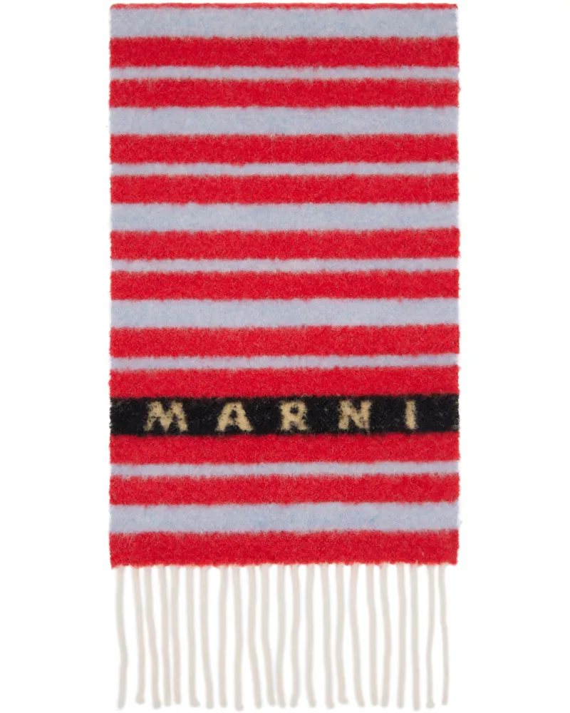 Marni Red & Blue Striped Alpaca Scarf Str67